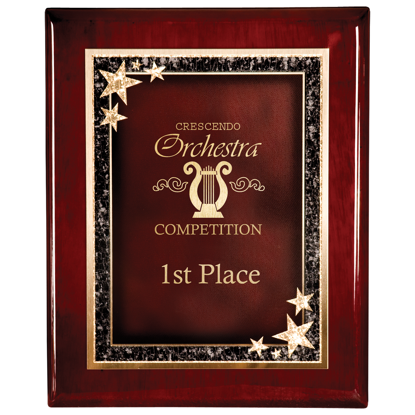 7" x 9" Premium Rosewood Finish Plaque wiht Red Starburst Plate