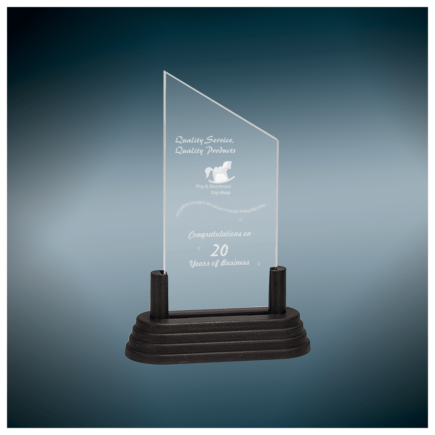 7" Clear Corners Pop-In Acrylic with Gold Pedestal Base