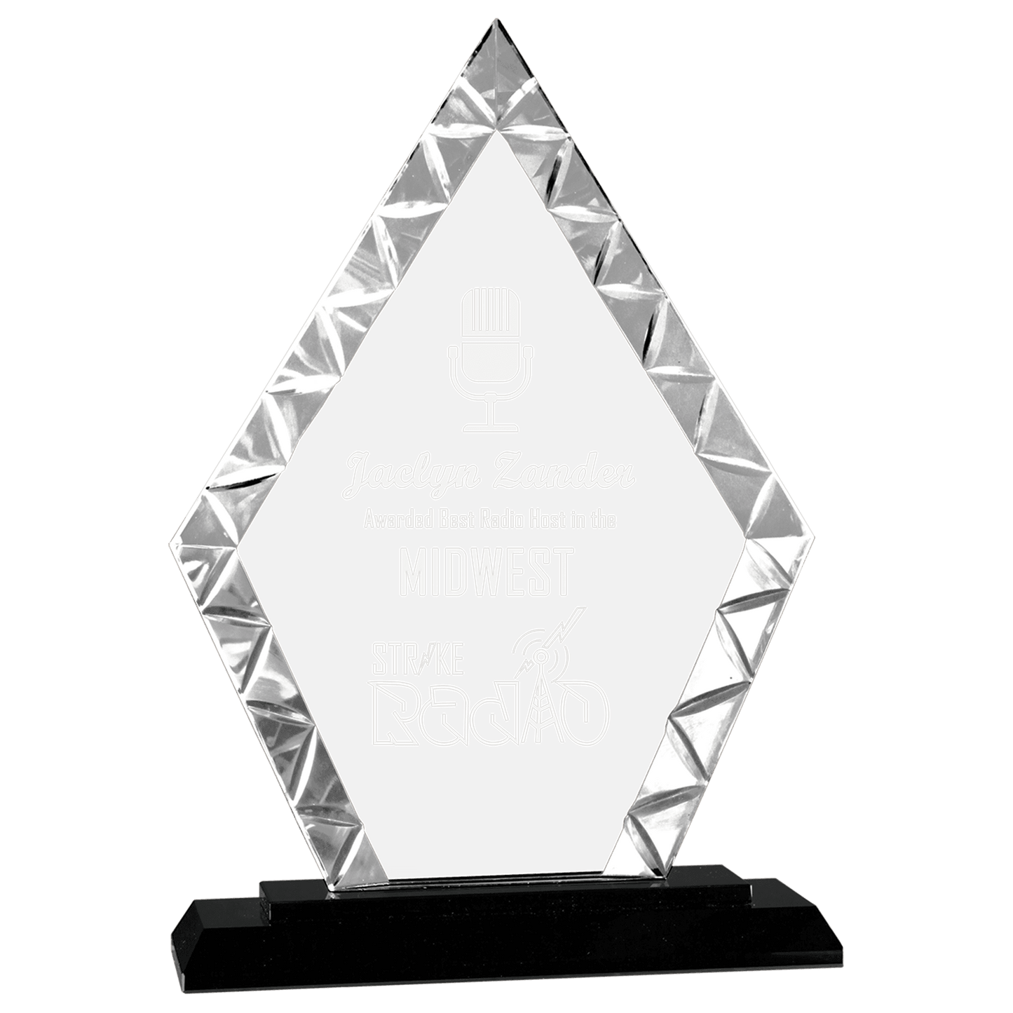 9" Diamond Accent Glass on Black Base