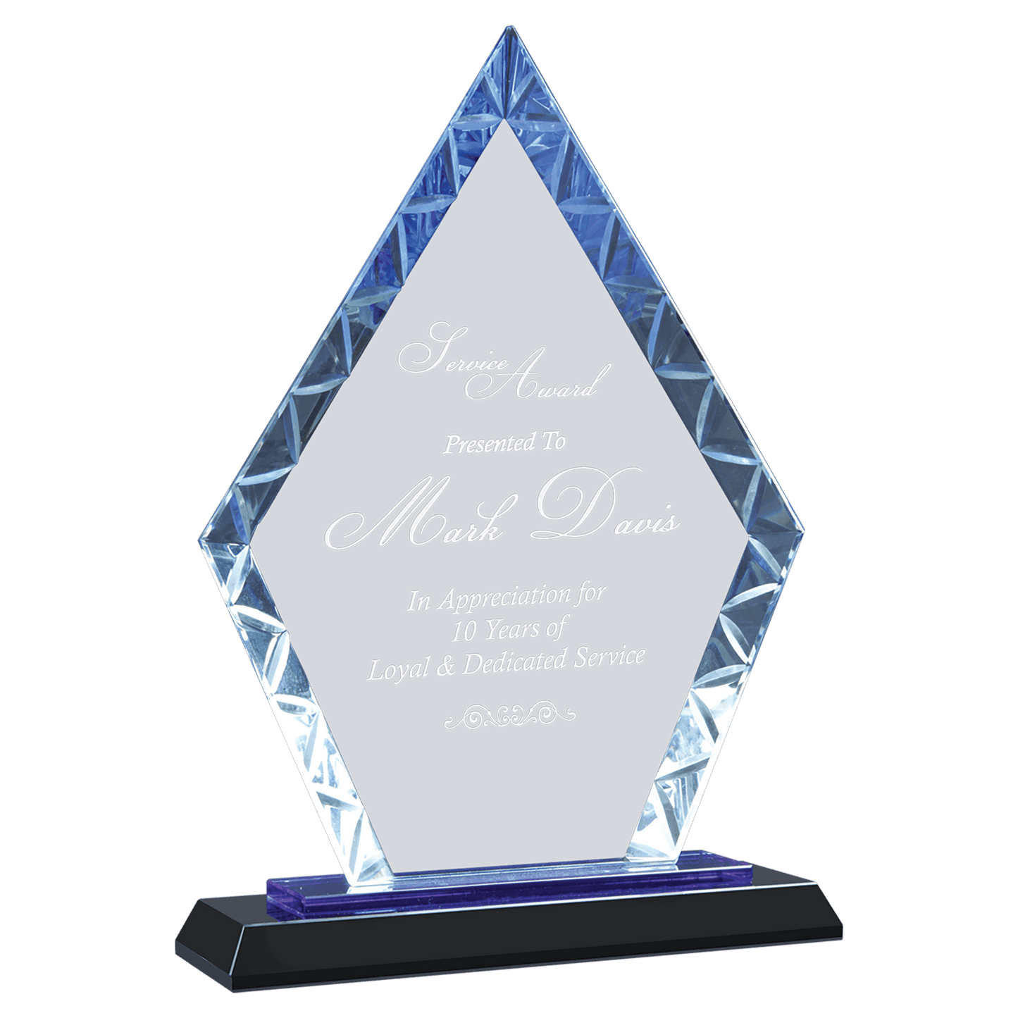 9" Diamond Accent Glass on Blue & Black Base