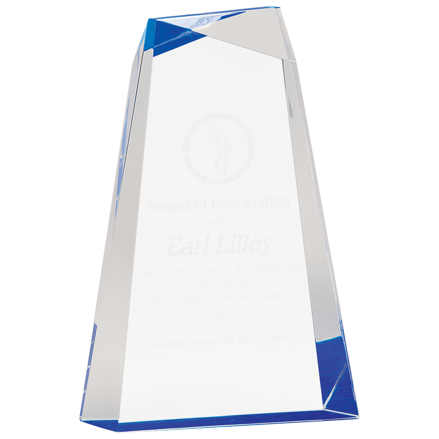 9" Blue Facet Wedge Acrylic