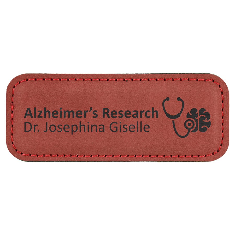 3 1/4" x 1 1/4" Rose' Leatherette Badge with Magnet