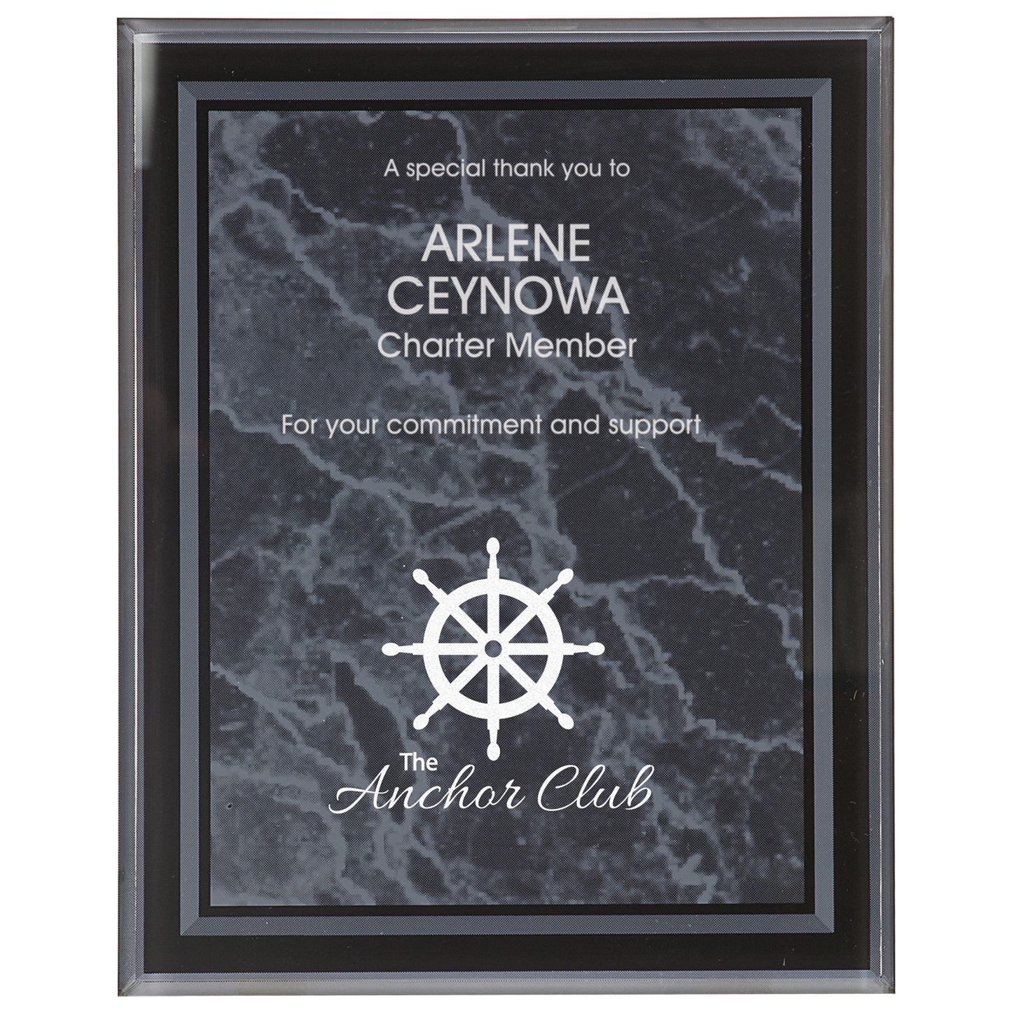 8" x 10" Black Marble Border Acrylic Clear-Plaq