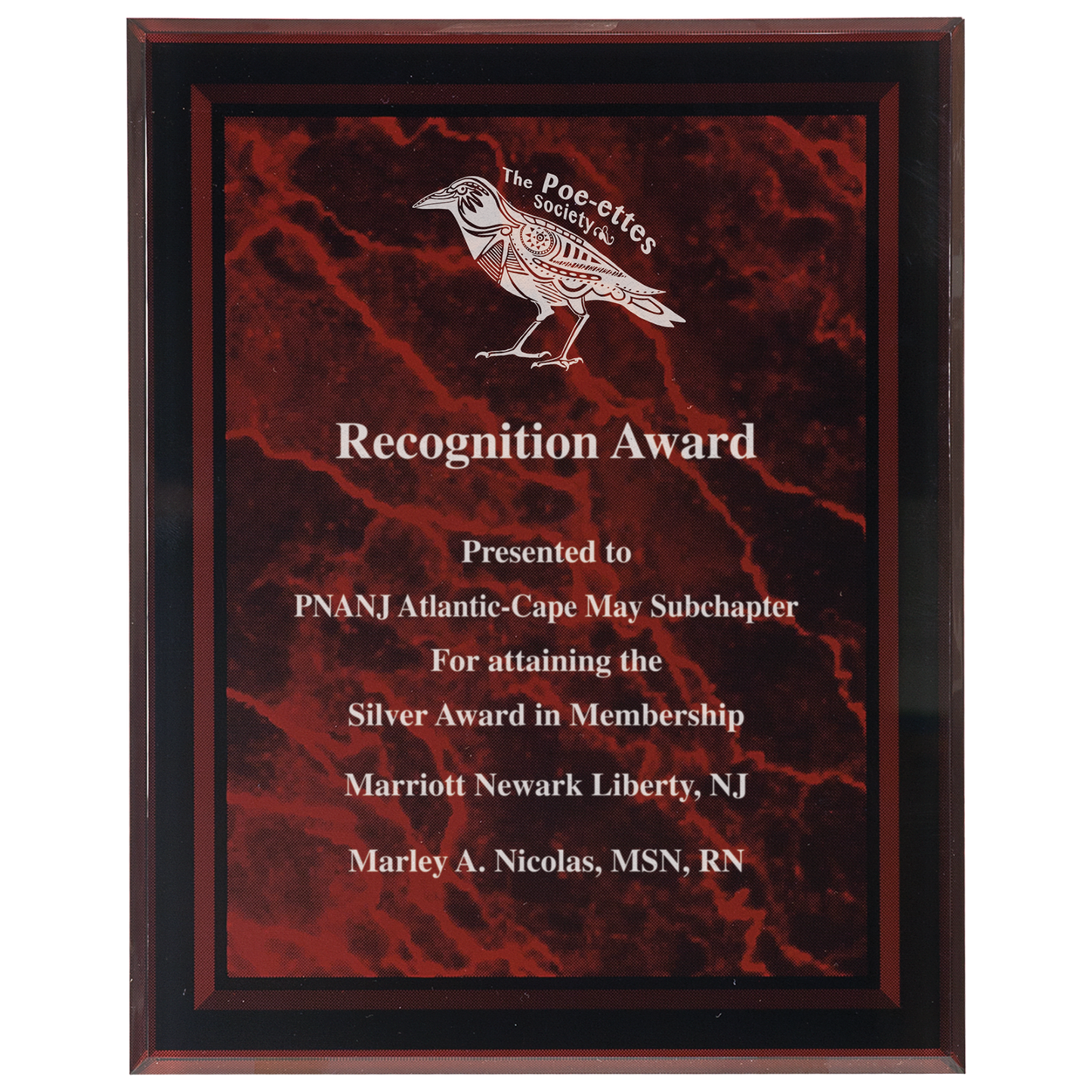 8" x 10" Red Marble Border Acrylic Clear-Plaq