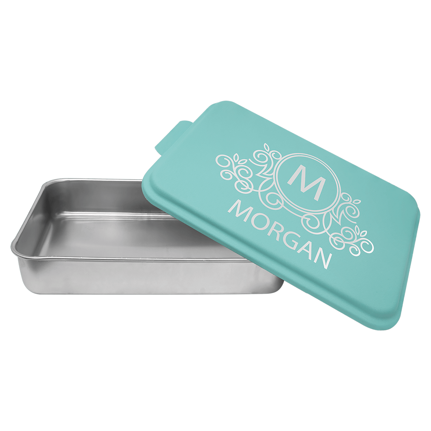 Aluminum Cake Pan with Teal Powder Coated Lid