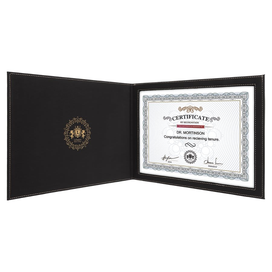 Black/Gold Leatherette Certificate Holders
