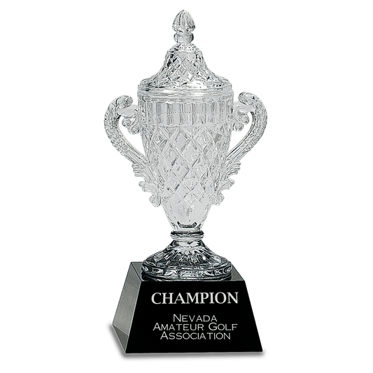 10 3/4" Crystal Cup on a Black Crystal Base