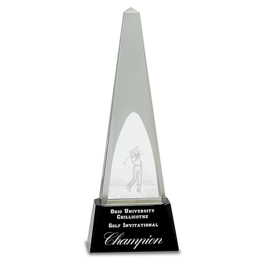 10 1/4" Crystal 3D Golf Spire on a Black Crystal Base