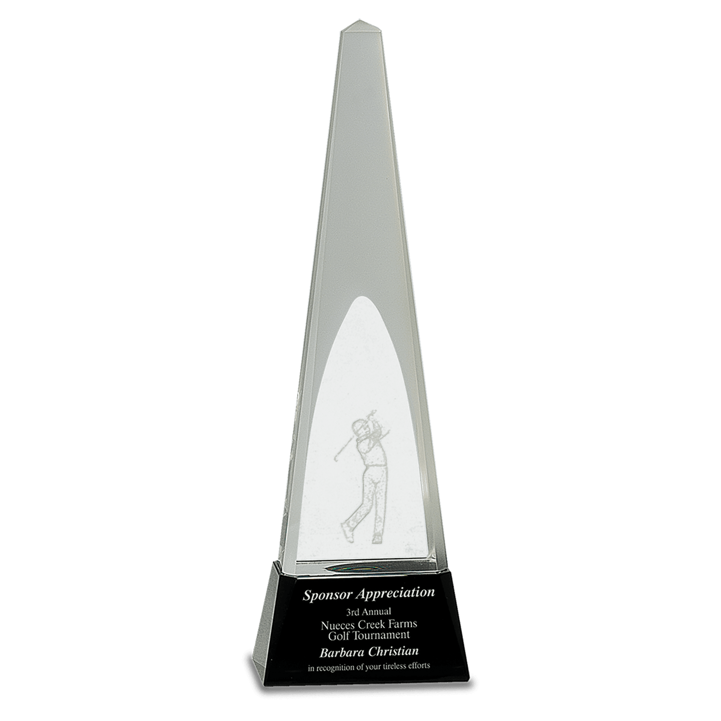 11 1/2" Crystal 3D Golf Spire on a Black Crystal Base