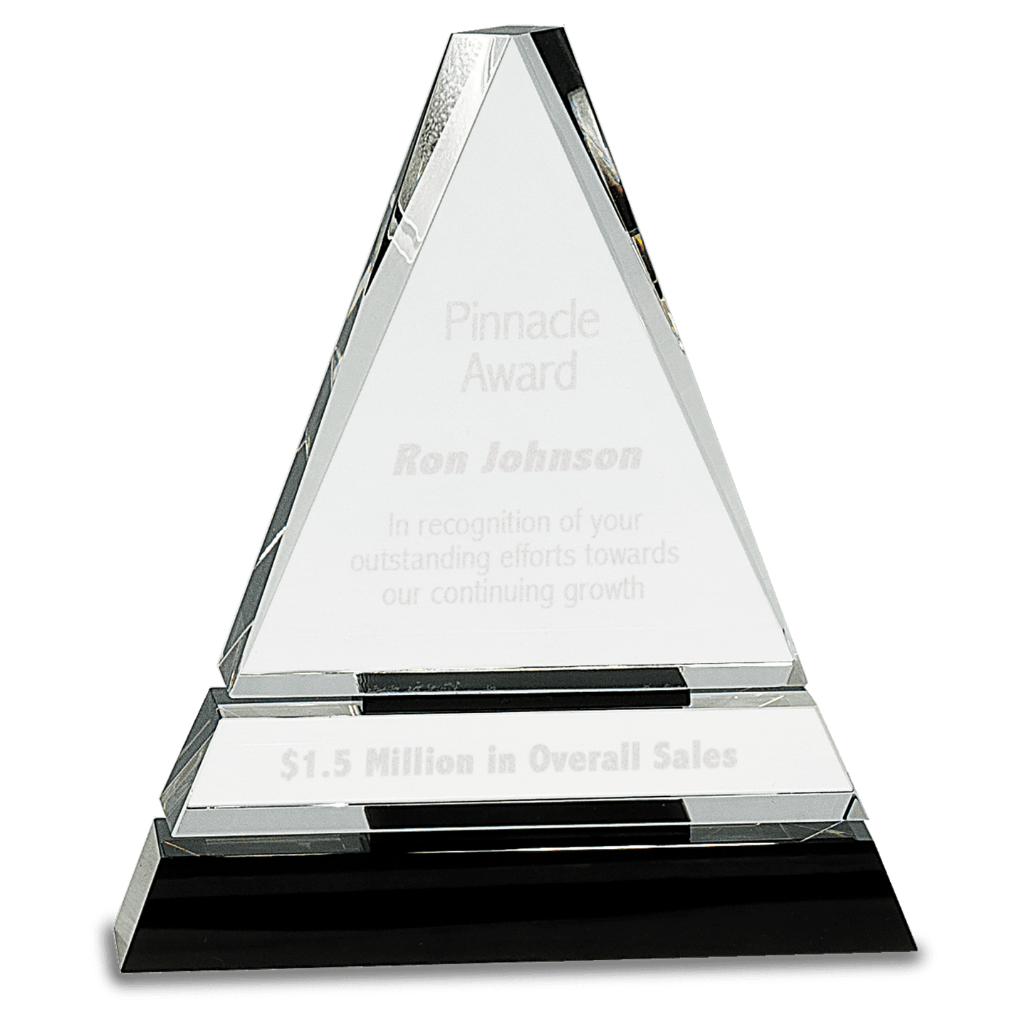 7 3/4" Crystal Triangle on a Black Crystal Base