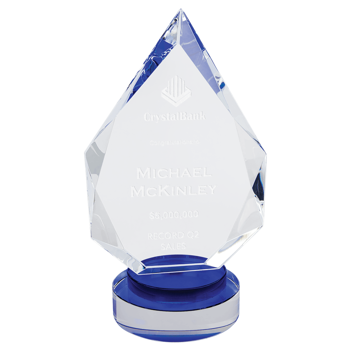 Medium Diamond Crystal with Blue/Clear Base