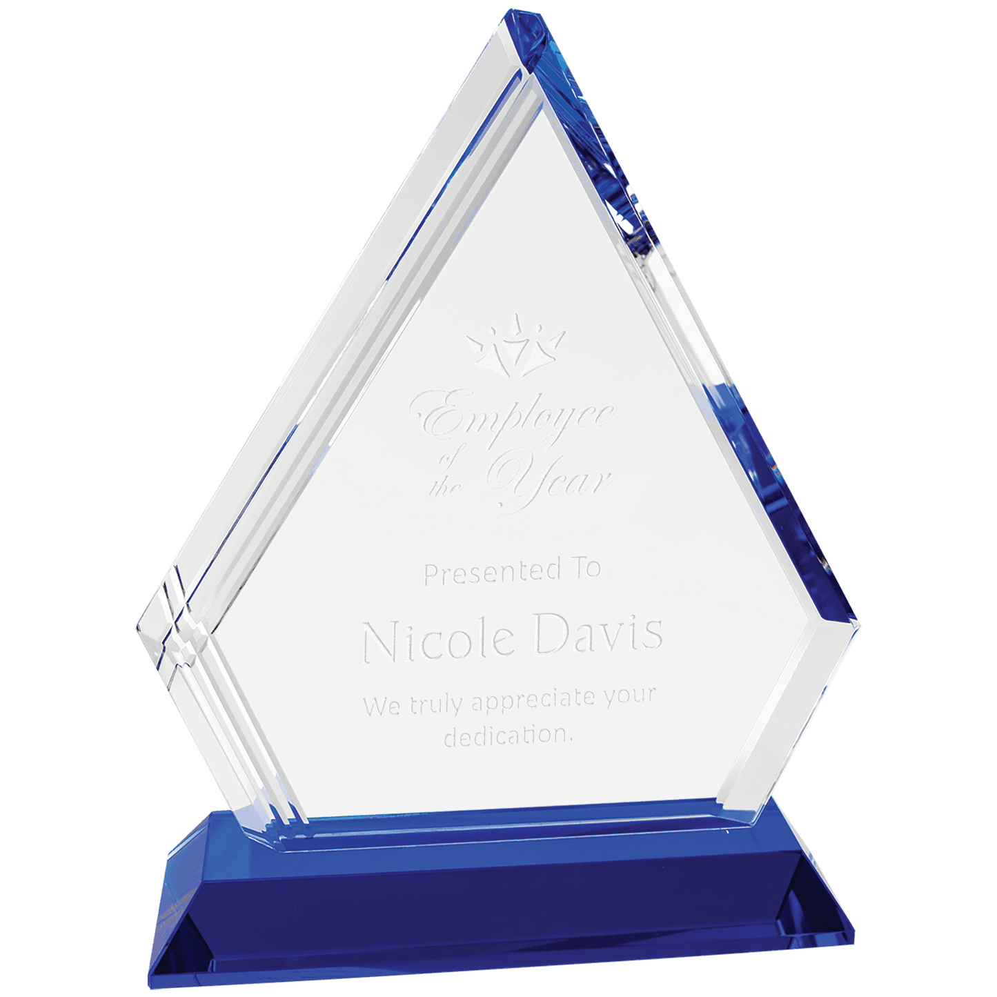 7 3/4" Crystal with Blue Base