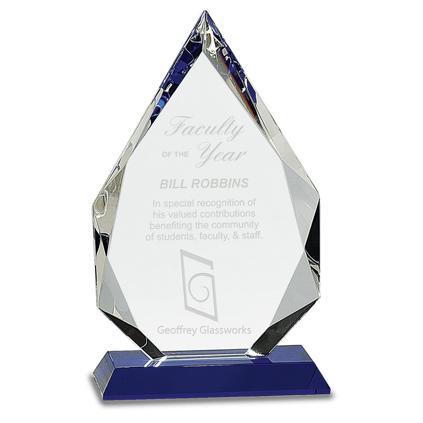 10" Crystal Diamond on a Blue Crystal Base