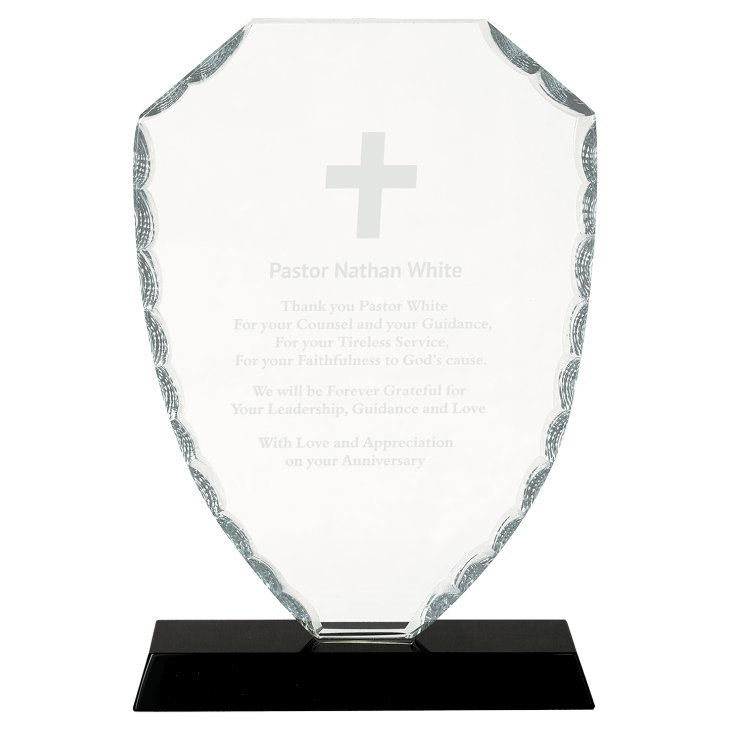 8 1/4" Shield Facet Glass on a Black Crystal Base