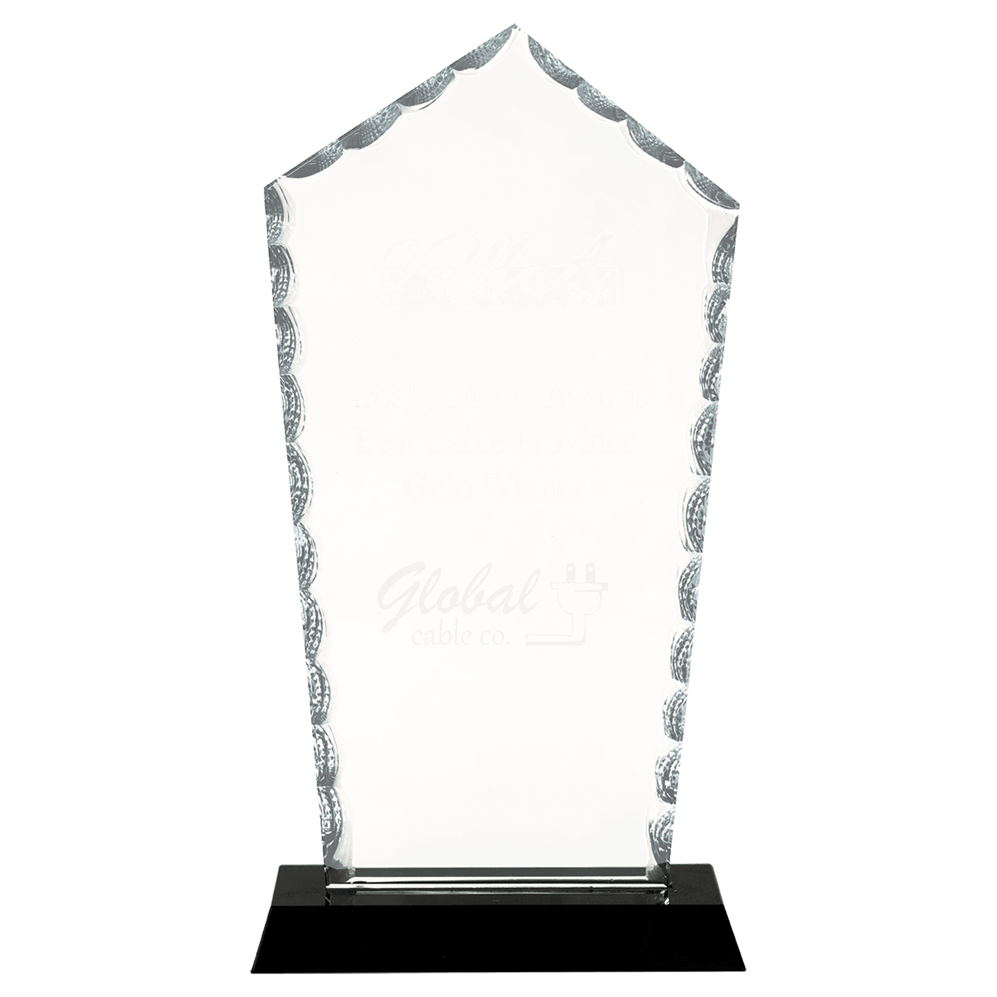 9 3/4" Diamond Facet Glass on a Black Crystal Base