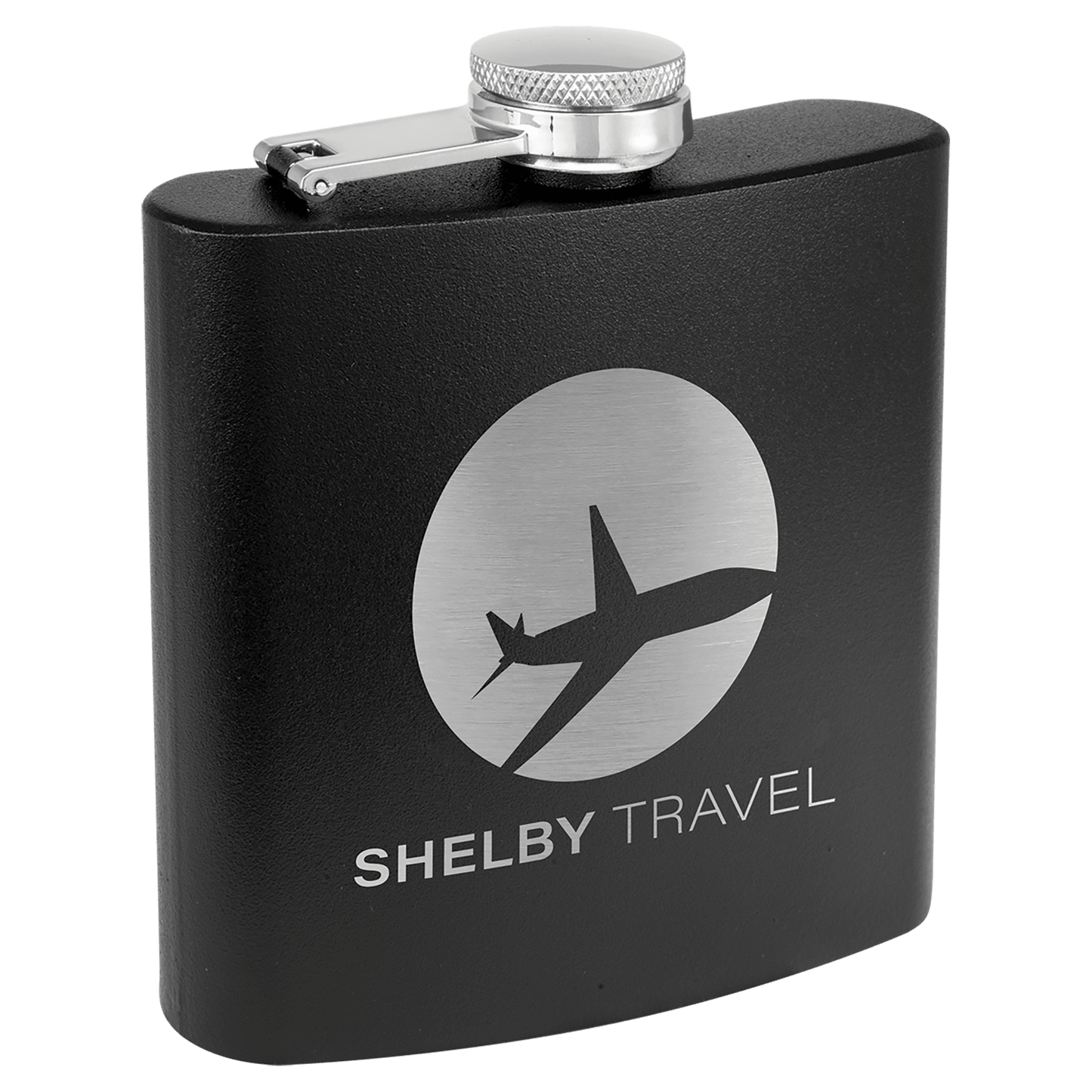 Black 6 oz. Powder Coated Stainless Steel Flask