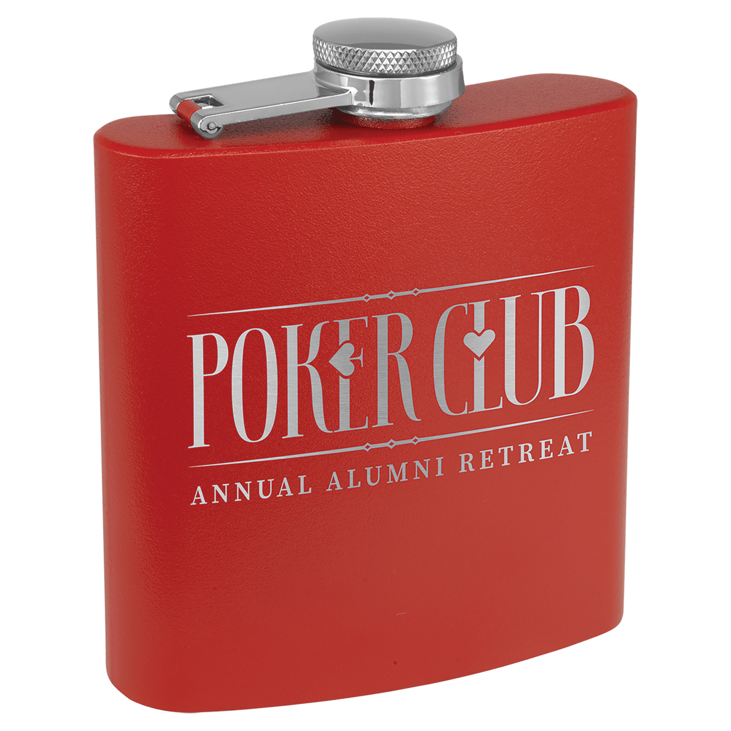 Red 6 oz. Powder Coated Stainless Steel Flask