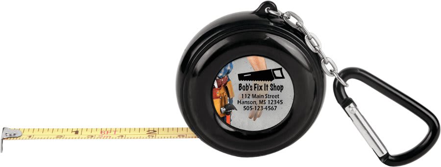 6' Black Tape Measure Keychain (insert sold separately)