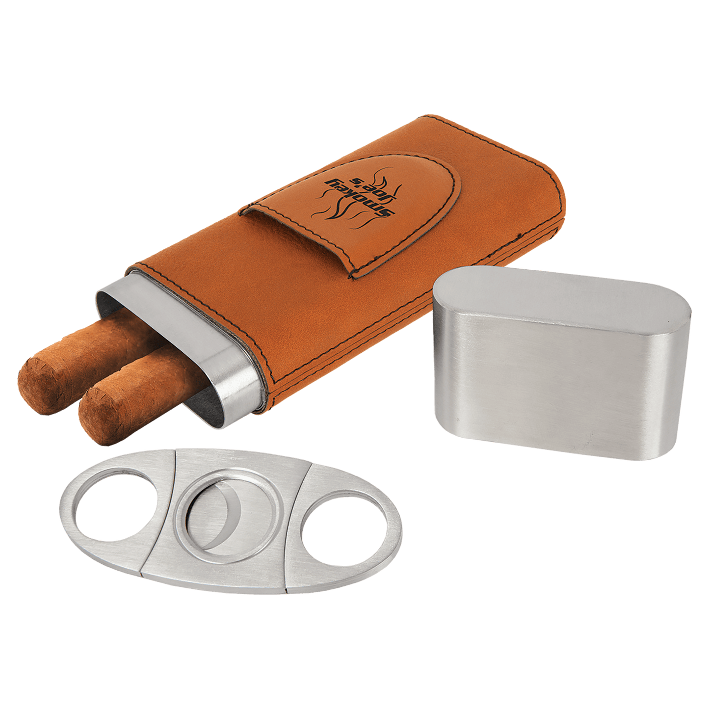 Rawhide Leatherette Cigar Case with Cutter