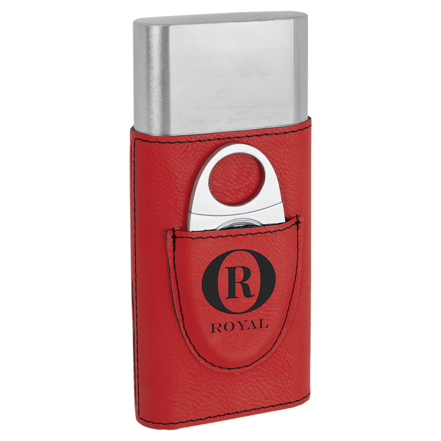Red Leatherette Cigar Case with Cutter