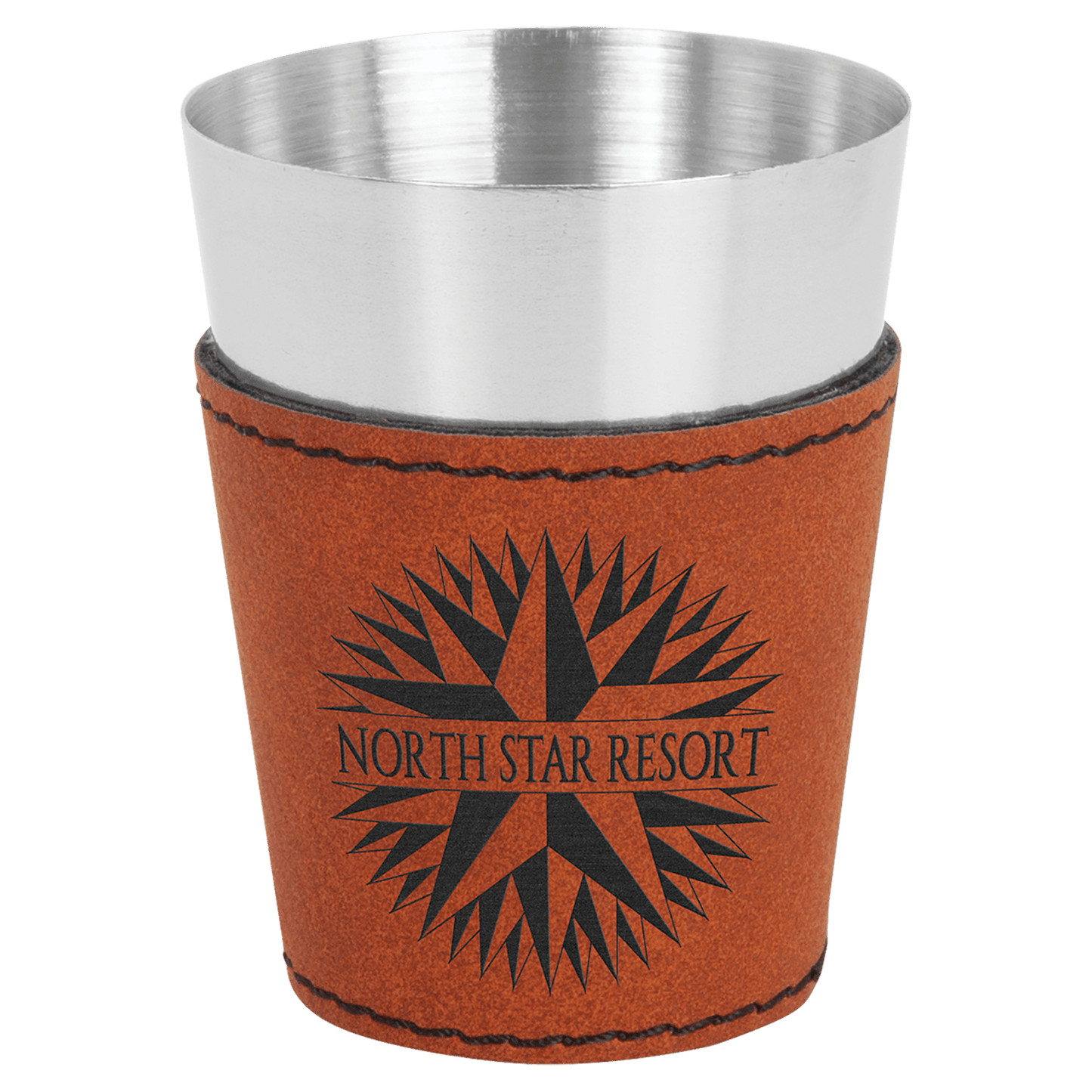 Rawhide Leatherette Wrapped Stainless Steel Shot Glass