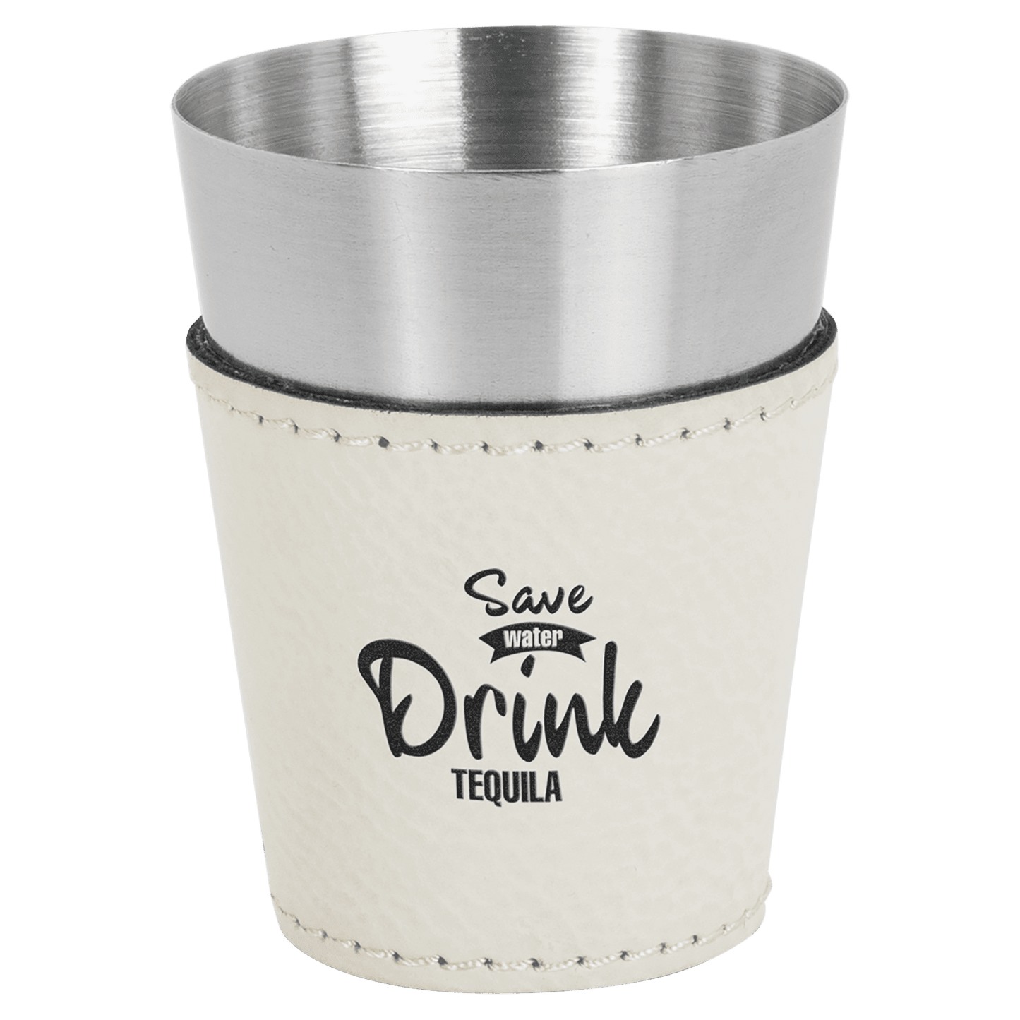 White Leatherette Shot Glass