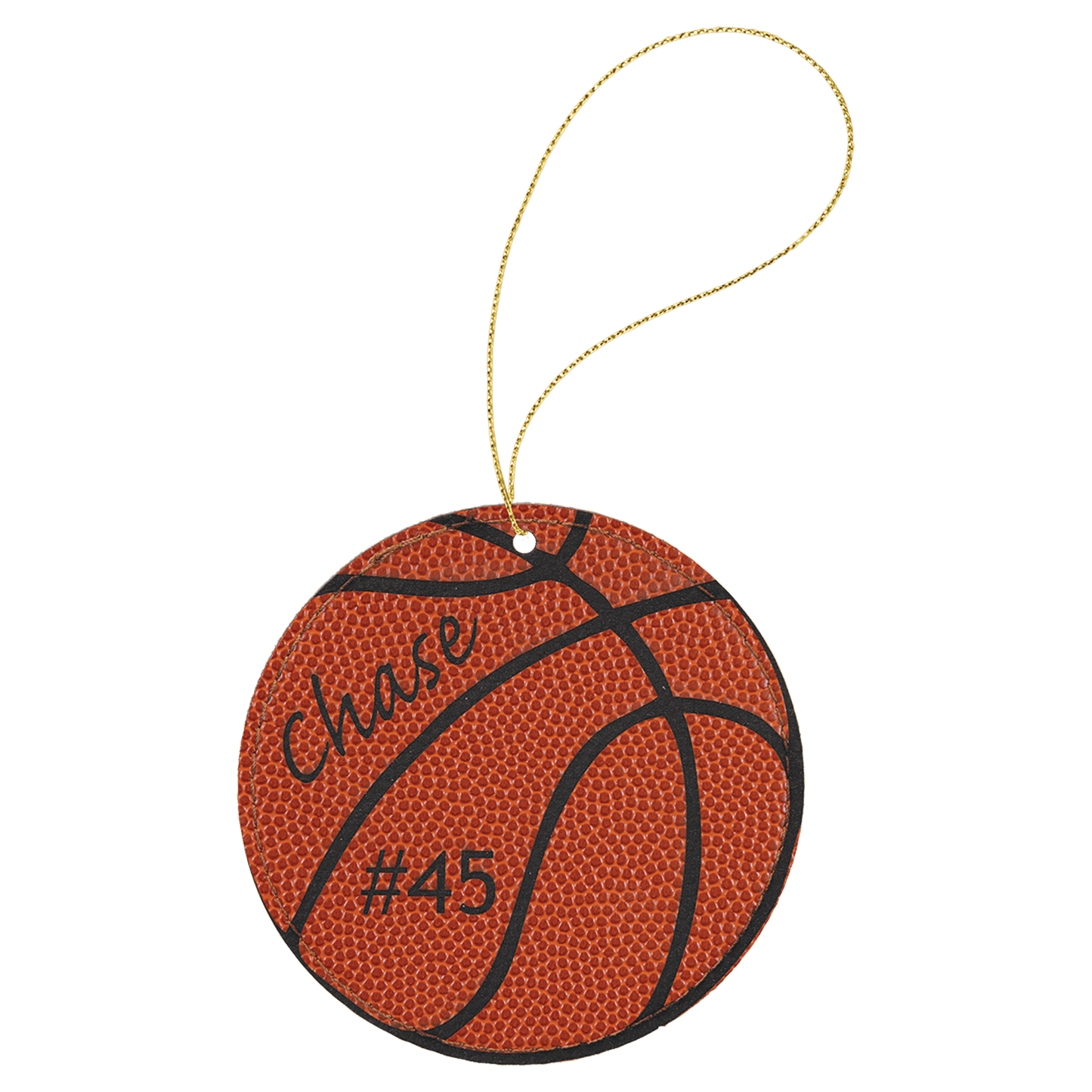 Basketball Leatherette Ornament with Gold String