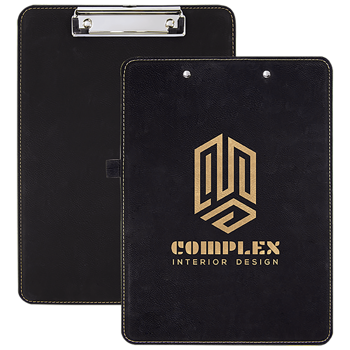 Black/Gold Laserable Leatherette Clip Board