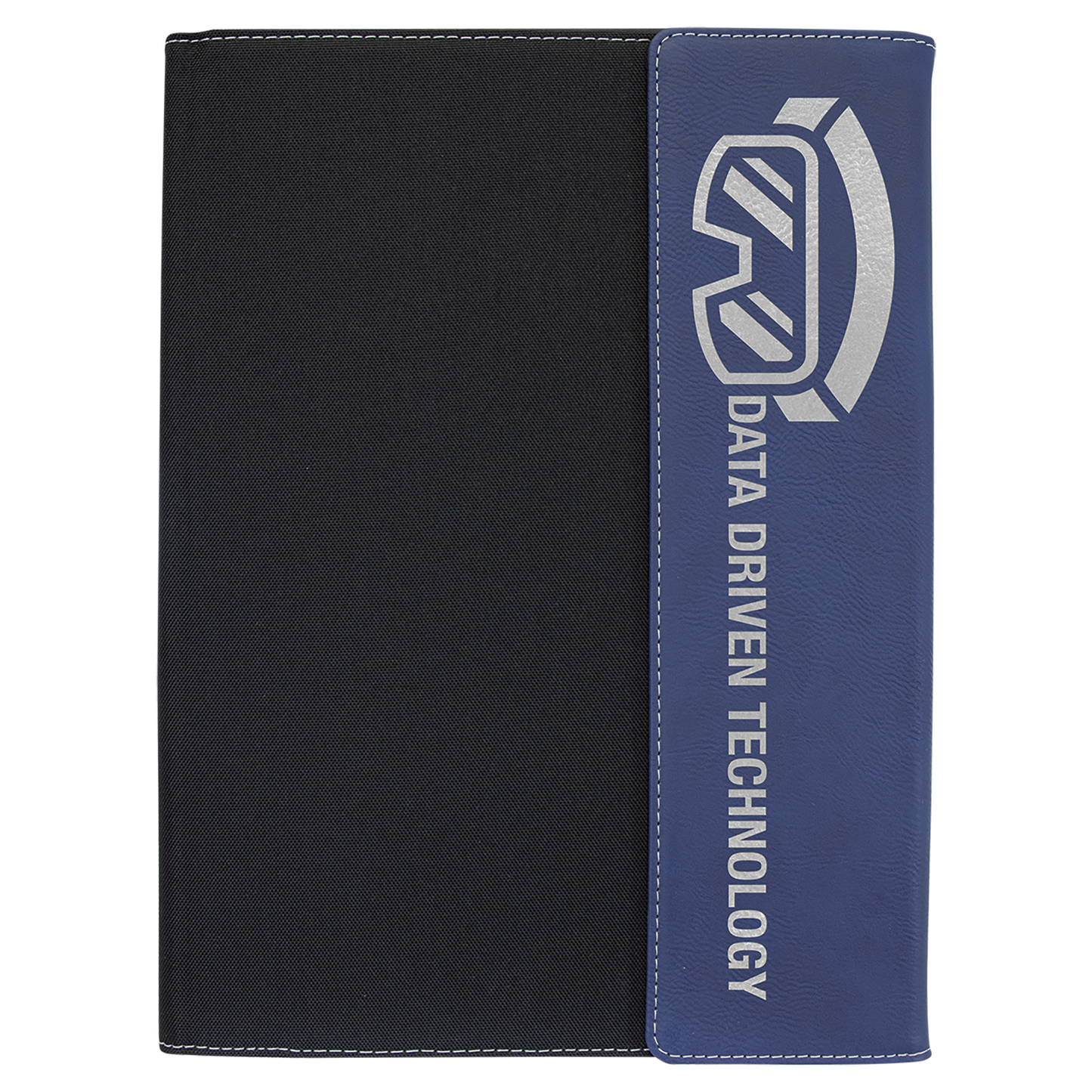 Black with Blue/Silver Leatherette Canvas Portfolio with Notepad