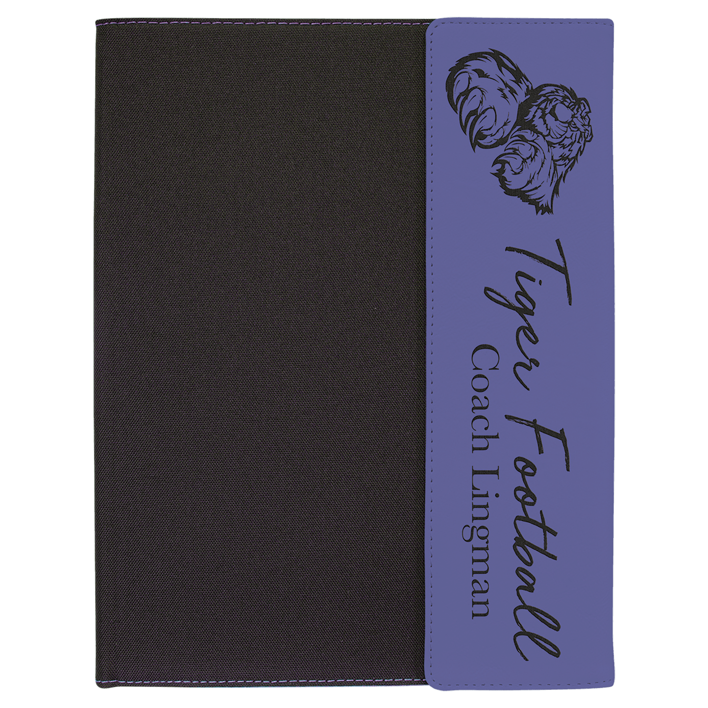 Black with Purple Leatherette Canvas Portfolio with Notepad