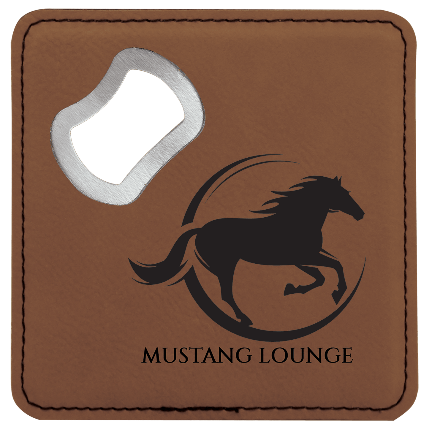 Dark Brown Leatherette Coaster with Bottle Opener