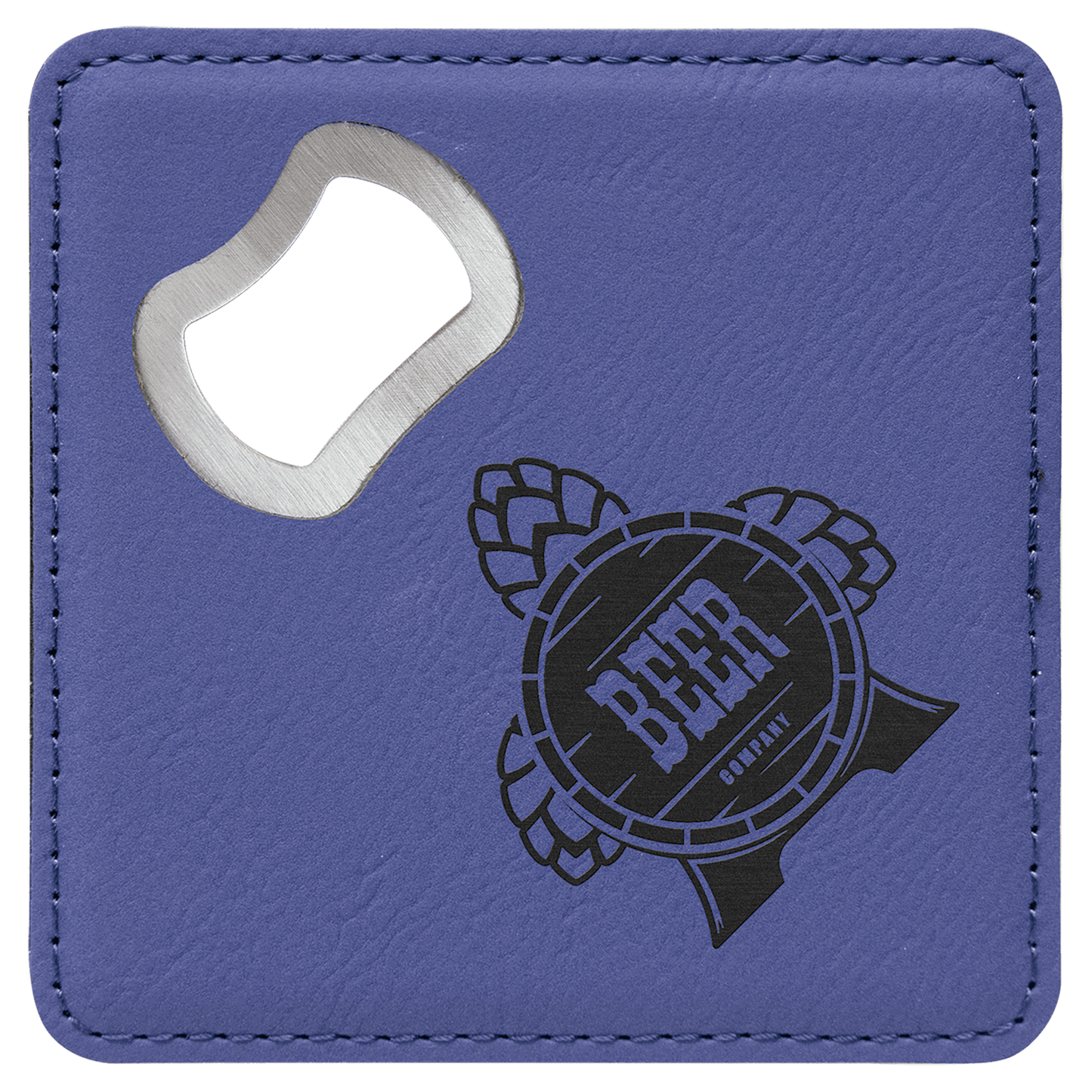 Purple Leatherette Coaster with Bottle Opener