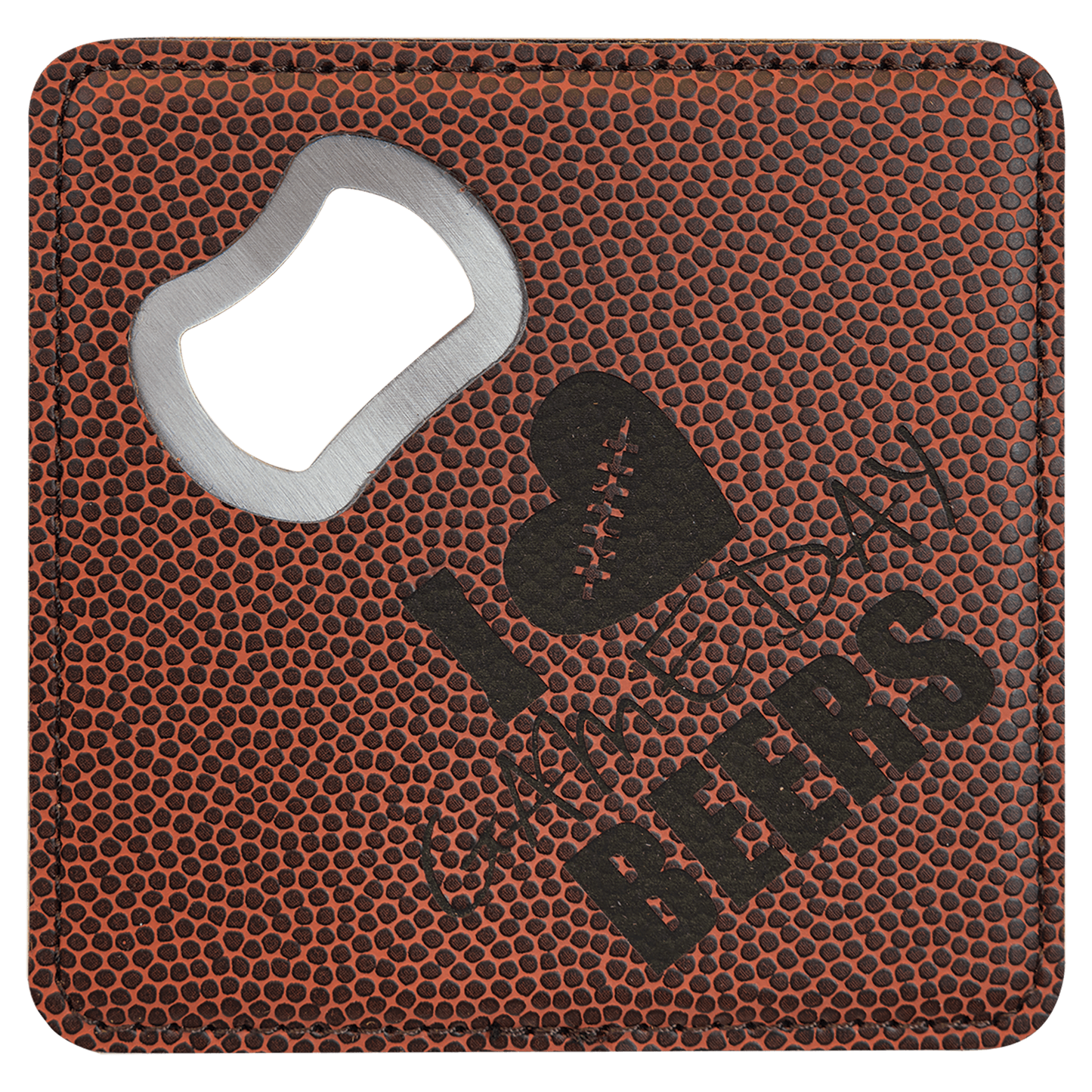 Football Leatherette Coaster with Opener