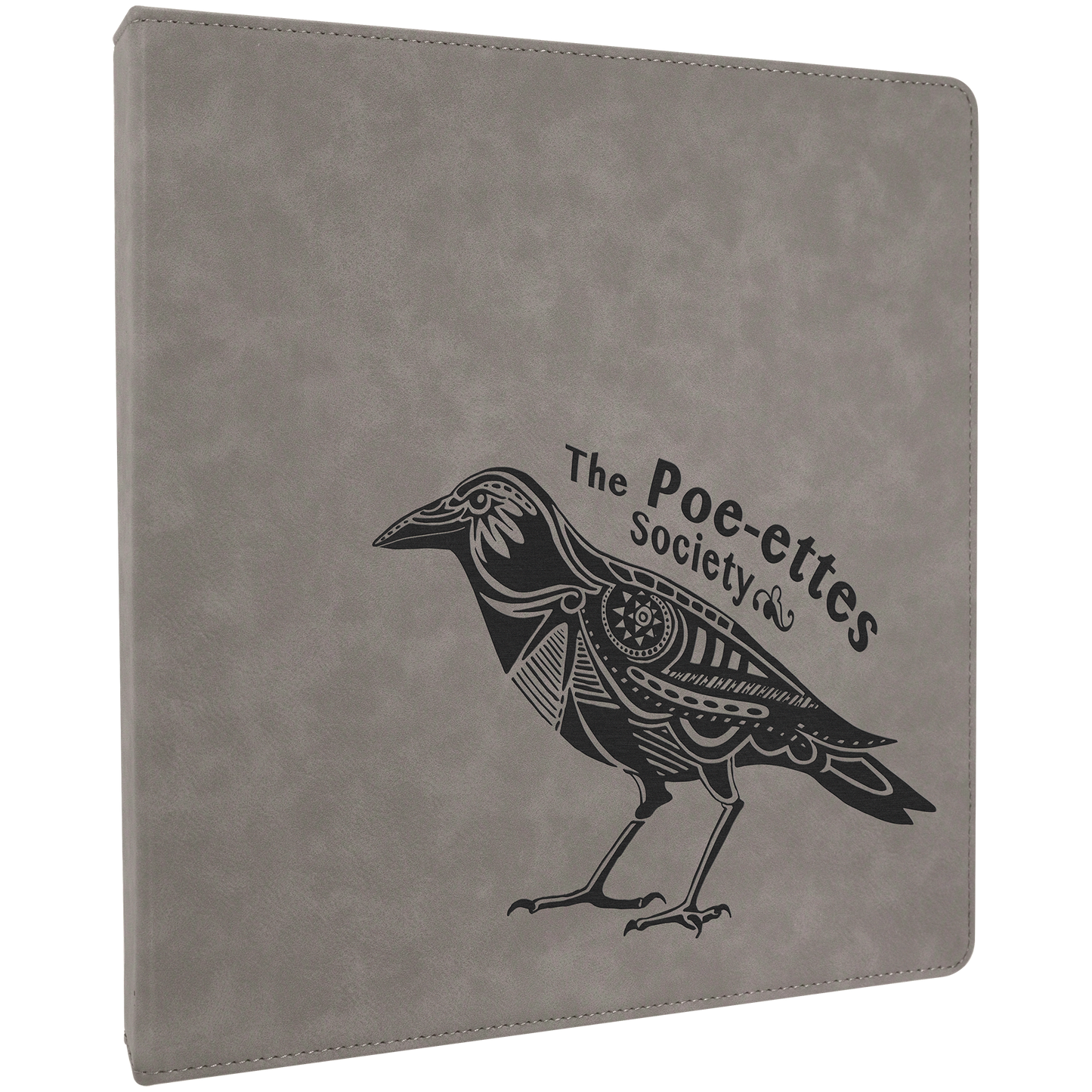 Gray Laserable Leatherette 3 Ring Binder with 1" Slant D Rings