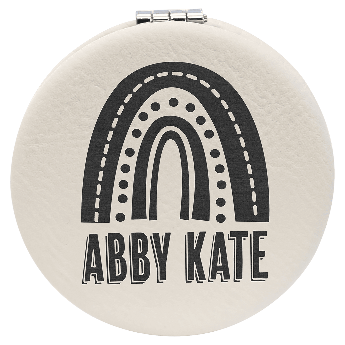 White Leatherette Compact Mirror