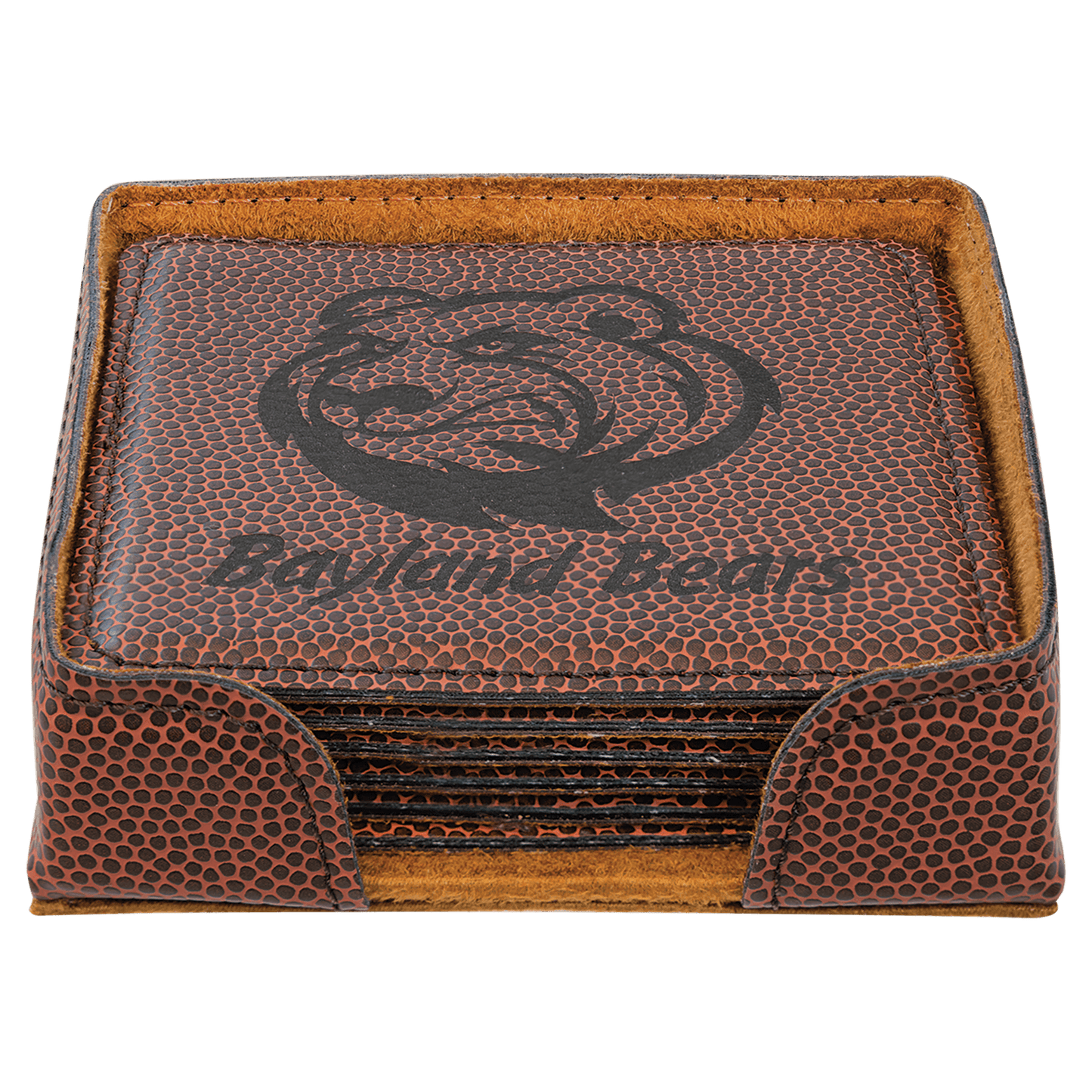 Football Leatherette Square 6 Coaster Set
