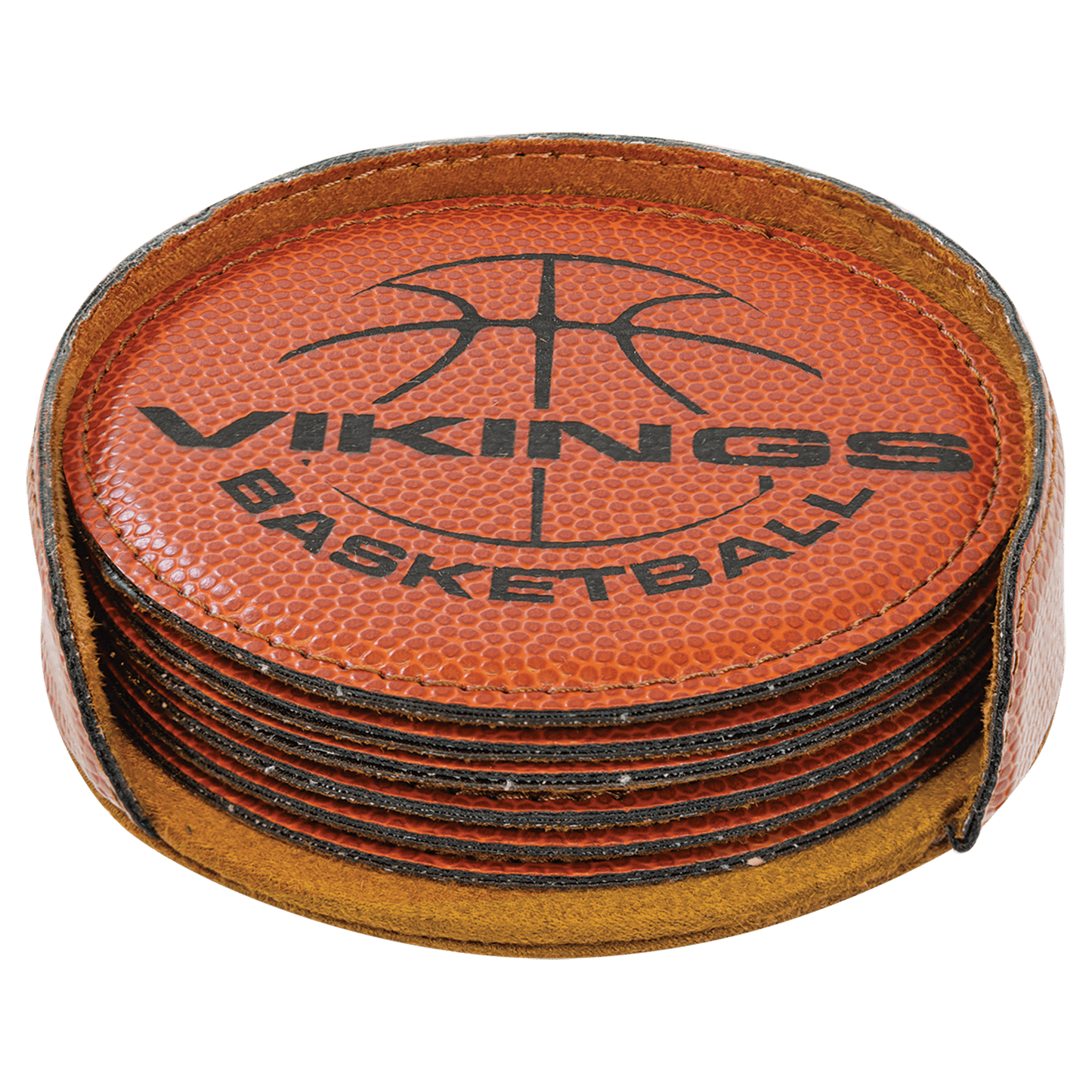 Basketball Leatherette Round 6 Coaster Set