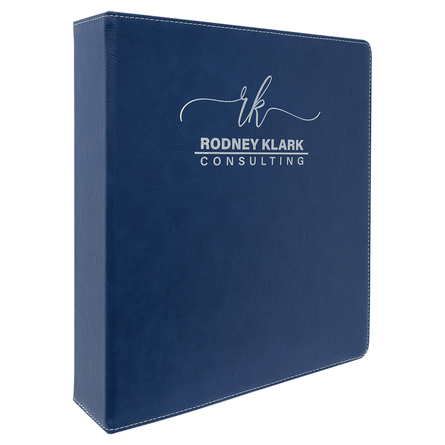 Blue/Silver Leatherette 3-Ring Binder with 2" Slant D Rings