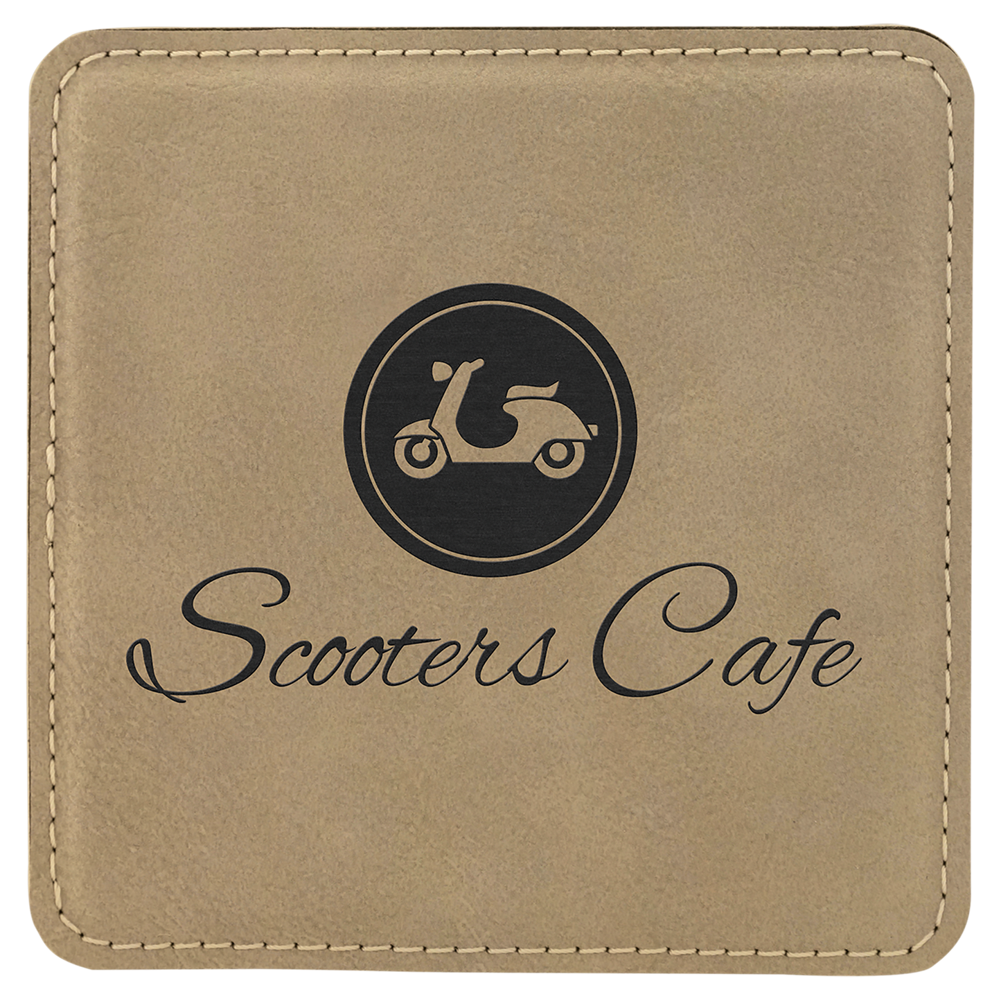 Light Brown Square Leatherette Coaster