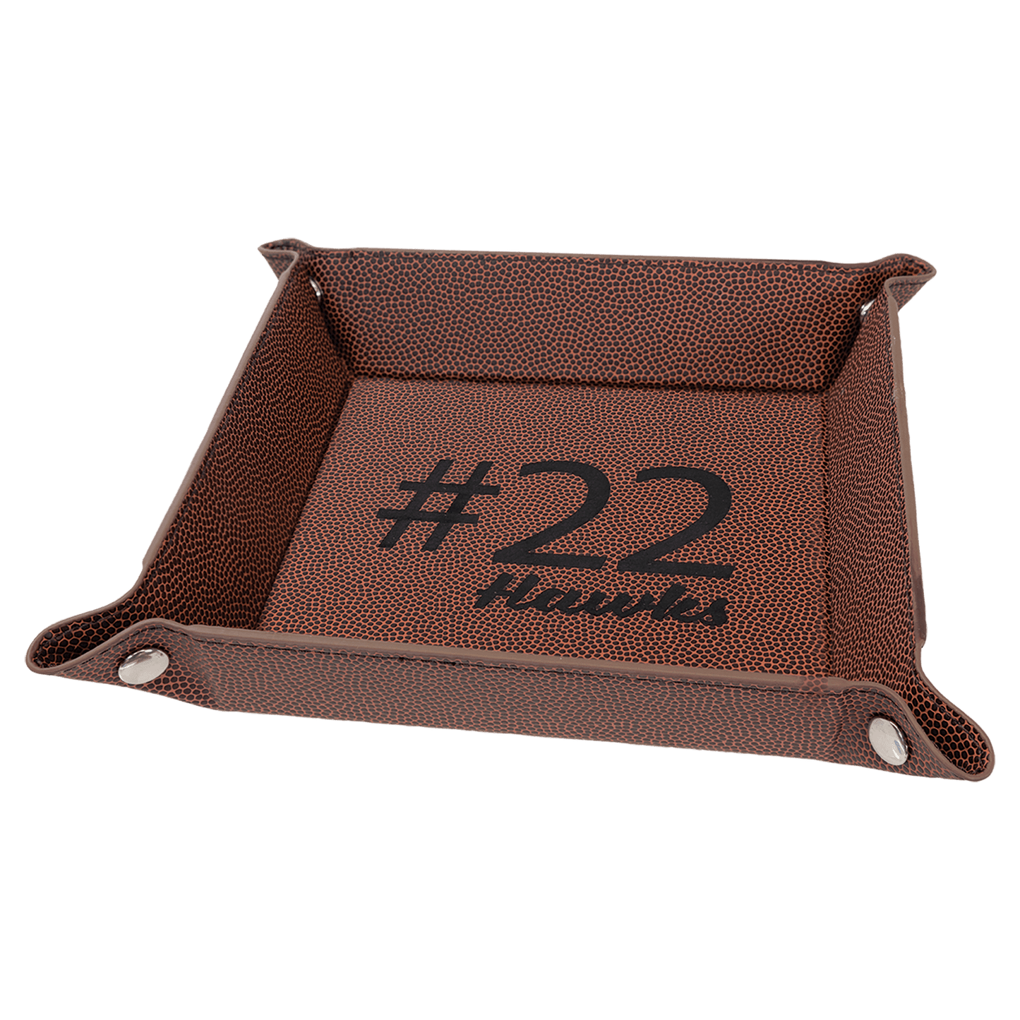 Football Leatherette Snap up Tray with Silver Snaps