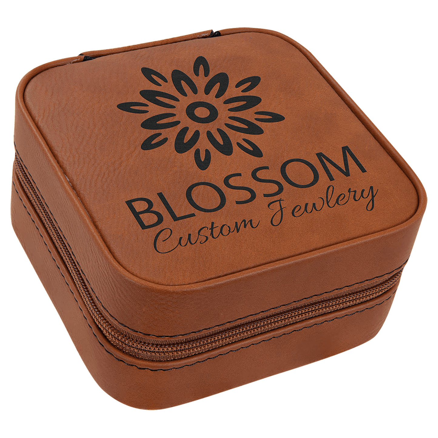 Rawhide Leatherette Travel Jewelry Box with Black Lining