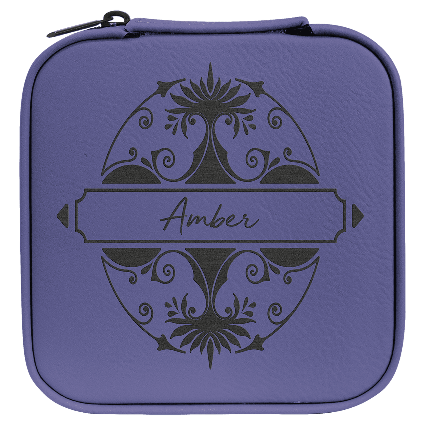 Purple Leatherette Travel Jewelry Box with Black Lining