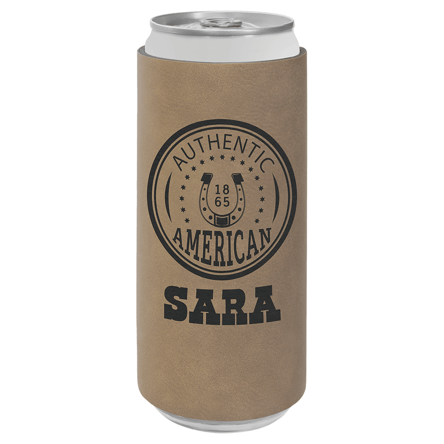 Light Brown Leatherette Slim Beverage Holder