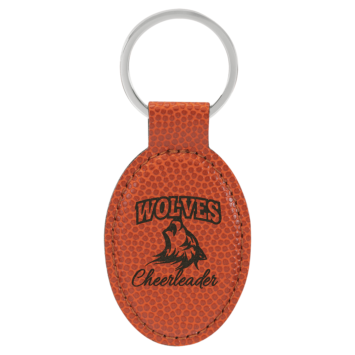 Basketball Leatherette Oval Keychain