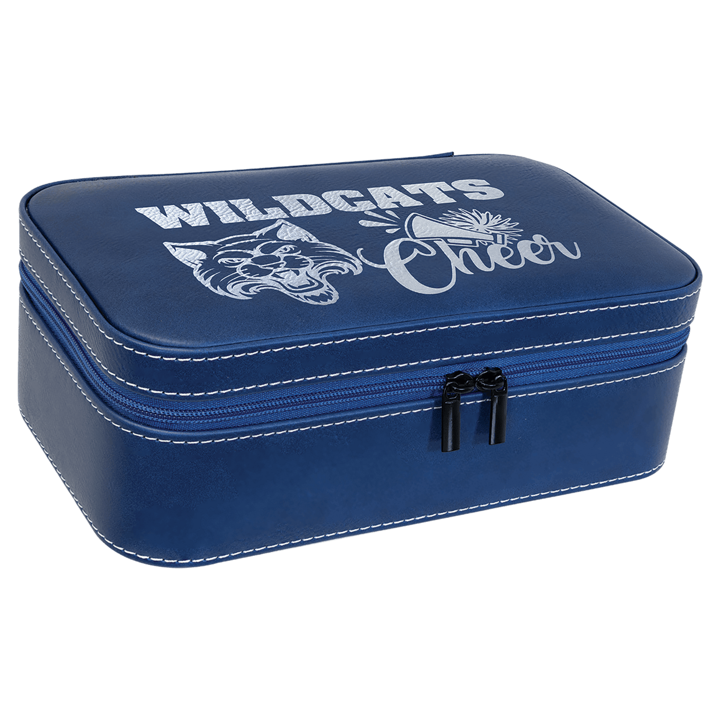 Blue/Silver Large Leatherette Jewelry Box
