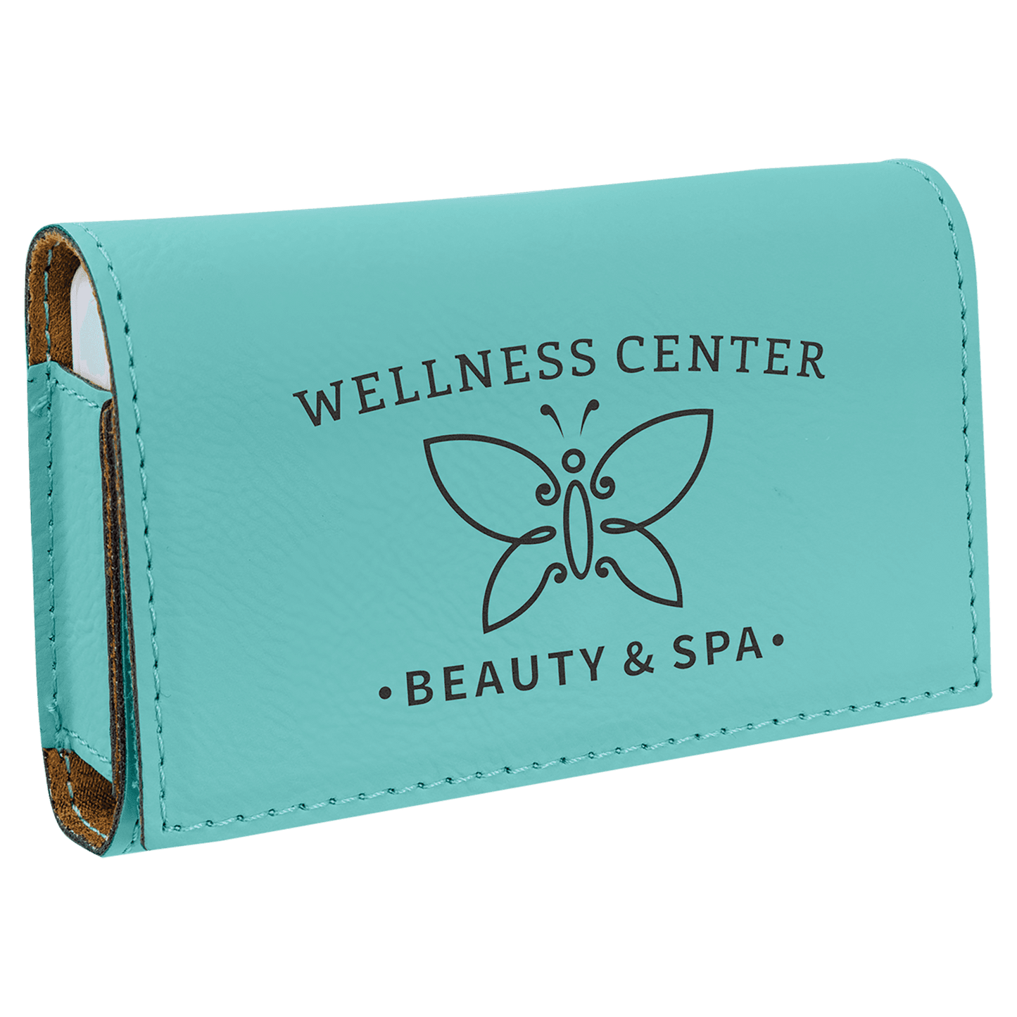 Teal Lasered Leatherette Pill Box with Separate Adjustable Containers