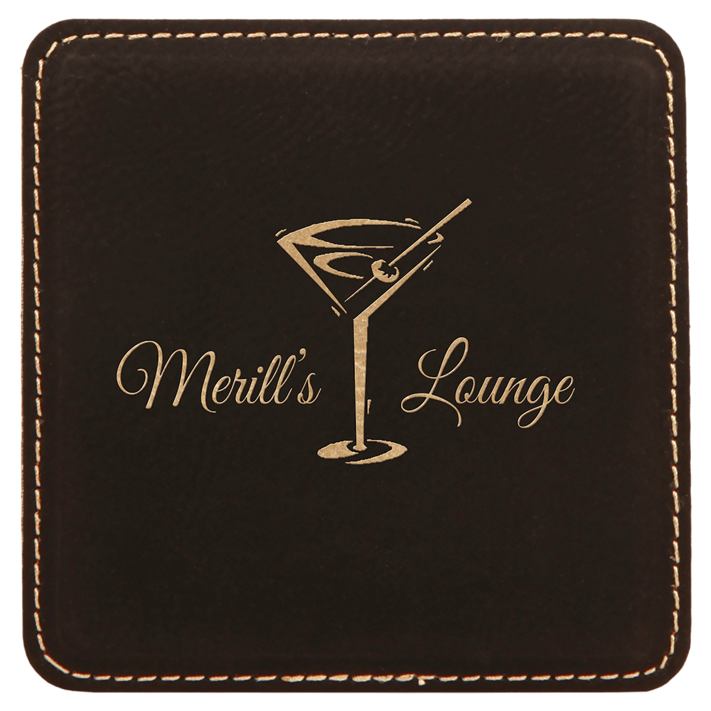 Black/Gold Square Leatherette Coaster