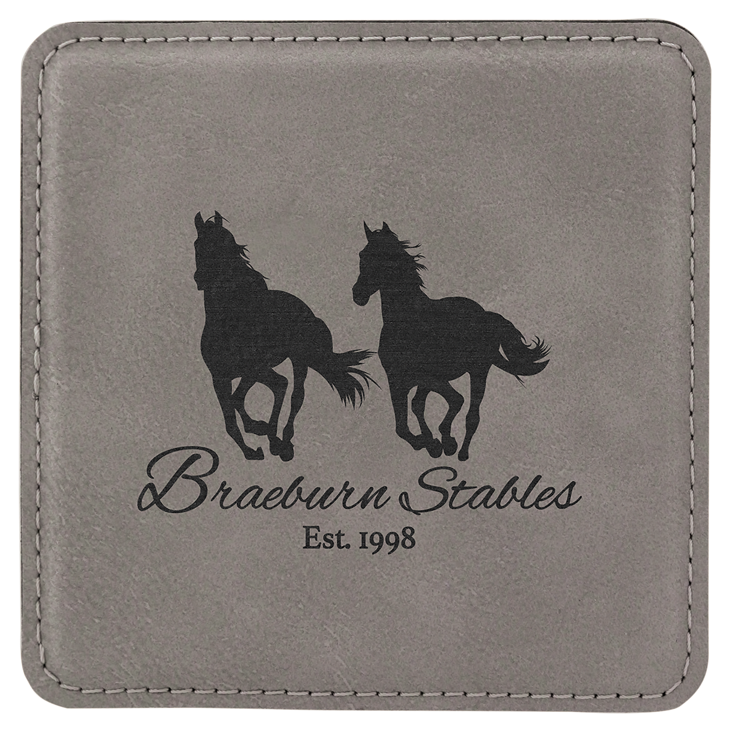 Gray Square Leatherette Coaster