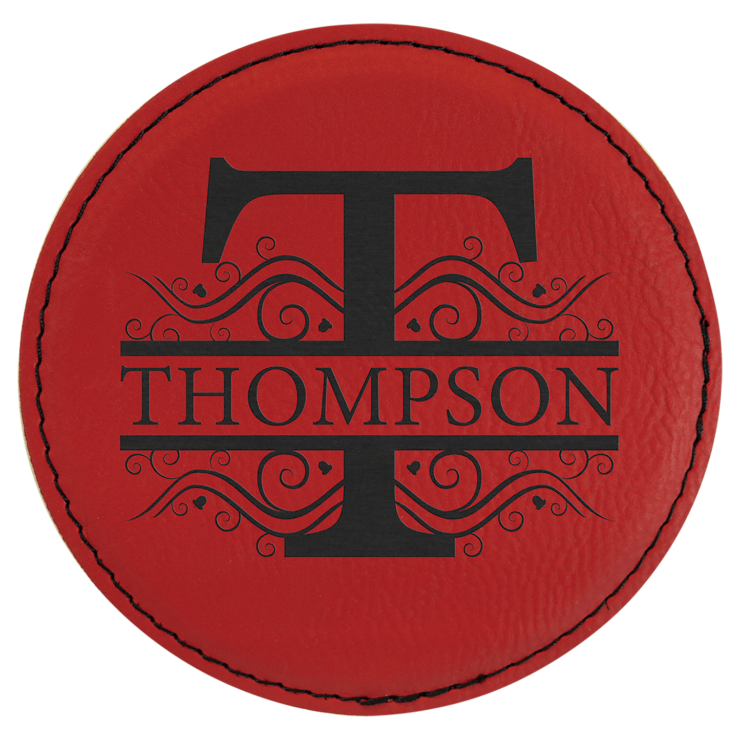Red Round Leatherette Coaster