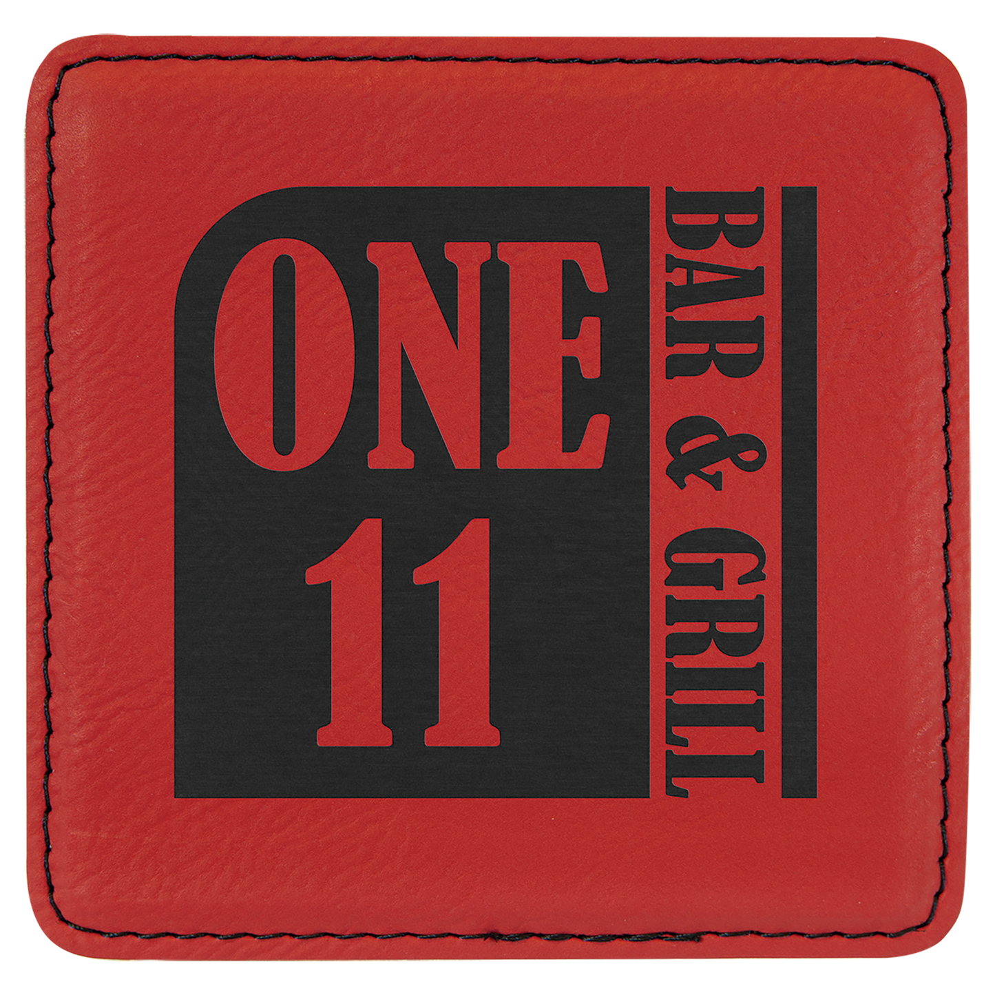 Red Square Leatherette Coaster
